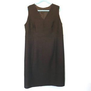 AKRIS Shift Dress Wool Silk Brown VNeck Sleeveless